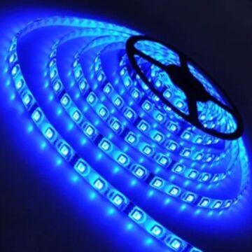 12 Volt 3 Çipli Mavi Şerit Led İç Mekan IP20 M/60 Led 5 Metre