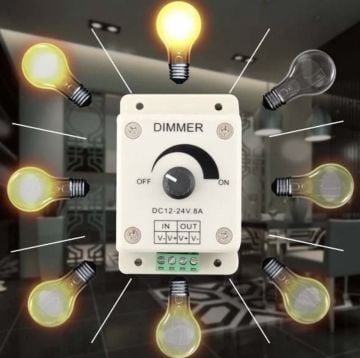 12-24 Volt Manuel Led Dimmer 8 Amper Şerit Led Dimmer