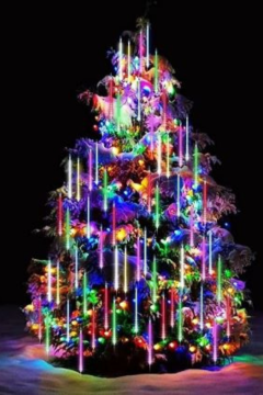 8 Tüp RGB Meteor Led Işık Yağmur Işıkları Eklenebilir IP65 Dış Mekan Dekoratif Yılbaşı Süsü