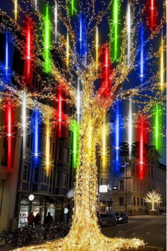 8 Tüp RGB Meteor Led Işık Yağmur Işıkları Eklenebilir IP65 Dış Mekan Dekoratif Yılbaşı Süsü