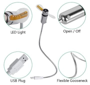 Mini USB Ledli Renkli Fan, Mini USB Vantilatör