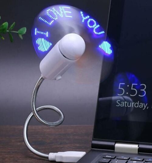 Mini USB Ledli I Love You Yazılı Fan, Mini USB Vantilatör