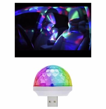 Müziğe Ve Sese Duyarlı Usb Girişli Araç Içi Mini Disko Topu
