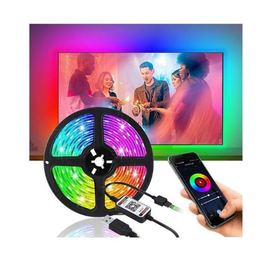 Tv Arkası 3 Metre Bluetoothlu RGB USB Girişli Şerit Led Aydınlatma 5V