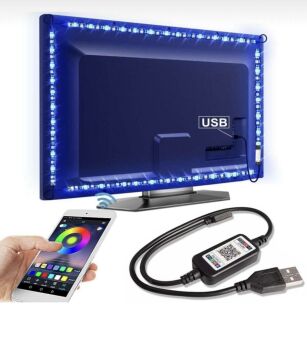 Tv Arkası 3 Metre Bluetoothlu RGB USB Girişli Şerit Led Aydınlatma 5V