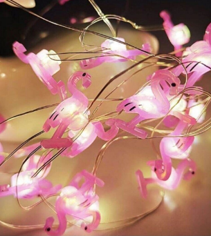 Dekoratif Ahşap Flamingo Led Işık 2 Metre Pilli Led Işık Aydınlatma Gün Işığı