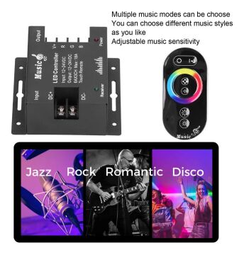 Dokunmatik (Touch) RGB Şerit Led Kumanda Müzik Ses Kontrol Devresi 12-24V