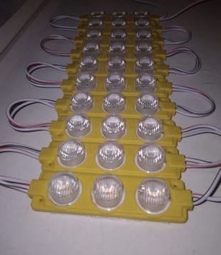 12 Volt 3’lü Lensli 3 Watt 3030 Reklamcı Modül Sarı Amber (10 Adet)