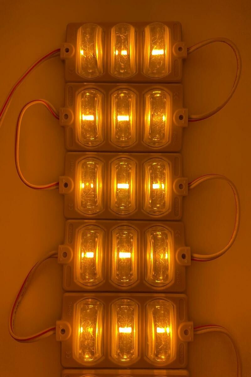 12 Volt Dar Açılı 3'lü Modül Led Amber (Sarı) (5 Adet)