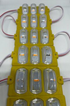 12 Volt Dar Açılı 3'lü Modül Led Amber (Sarı) (5 Adet)