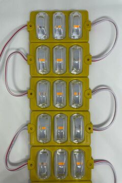 12 Volt Dar Açılı 3'lü Modül Led Amber (Sarı) (5 Adet)