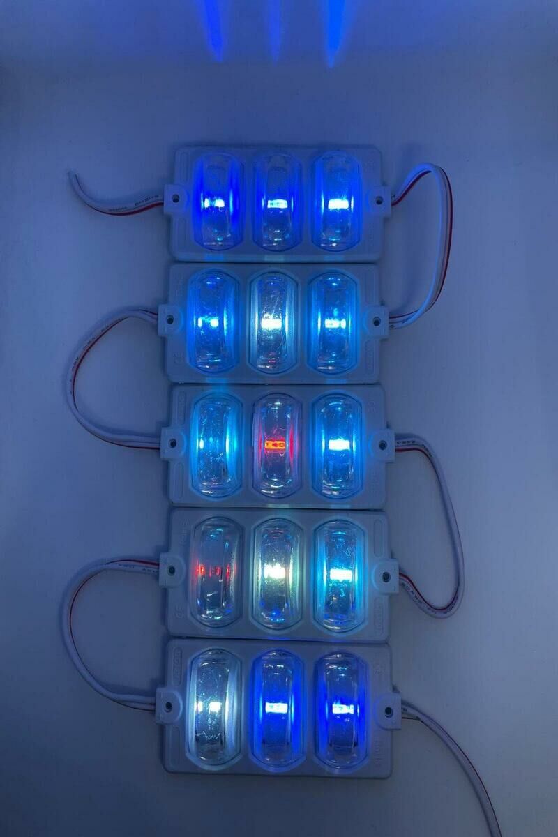 12 Volt Dar Açılı 3'lü Modül Led RGB (5 Adet)