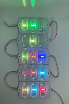 12 Volt Dar Açılı 3'lü Modül Led RGB (5 Adet)