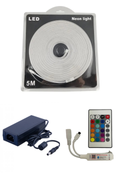 Tuya Destekli Bluetooth Kontrollü 6x12mm RGB Esnek Neon Şerit Led Set 5M