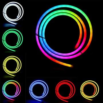 Tuya Destekli Bluetooth Kontrollü 6x12mm RGB Esnek Neon Şerit Led Set 5M