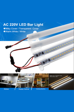 220 Volt 4014 Çubuk Led 1M Kasalı Dim Edilebilir Bar Led Gün Işığı-Şeffaf Cam