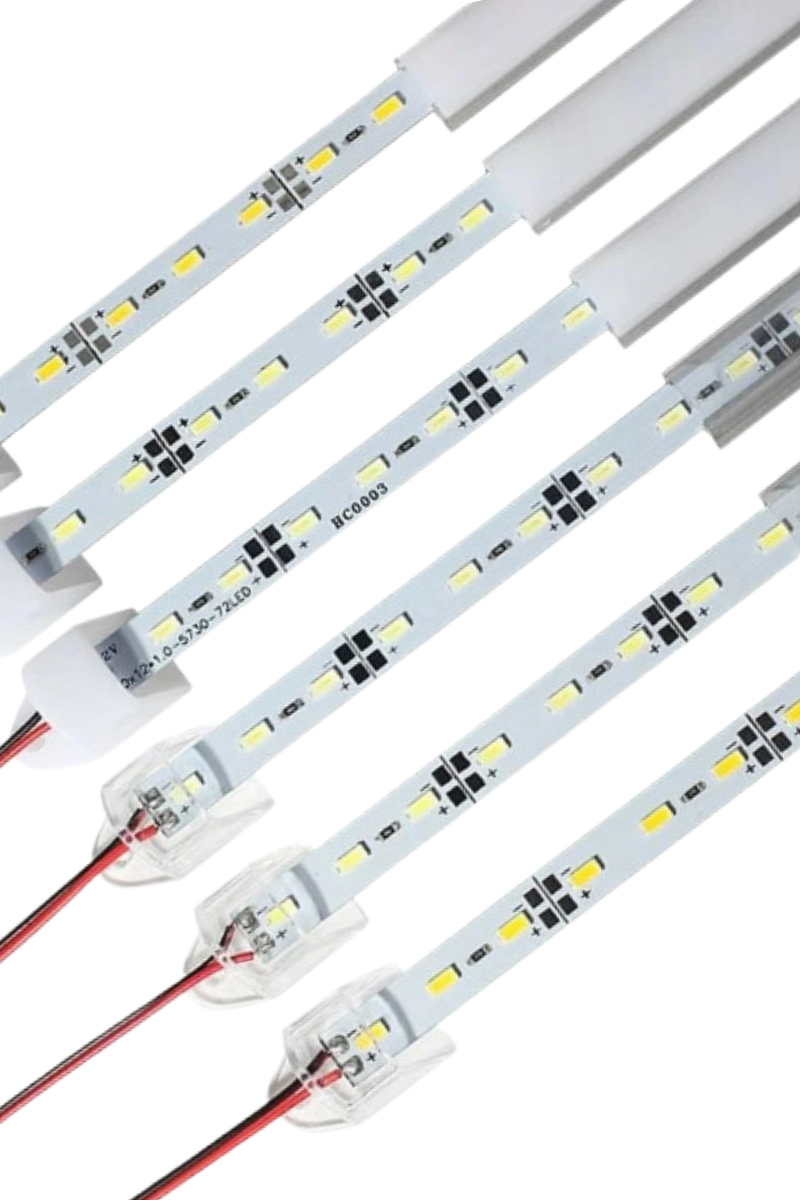 12 Volt Alüminyum Kasalı 5730 Ledli Çubuk Led Bar Mavi Şeffaf Cam