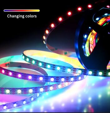 5V 5MM WS2812B Adreslenebilir ARGB Pixel Şerit Led 60 Led 1M Magic Led