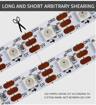 5V 5MM WS2812B Adreslenebilir ARGB Pixel Şerit Led 60 Led 1M Magic Led