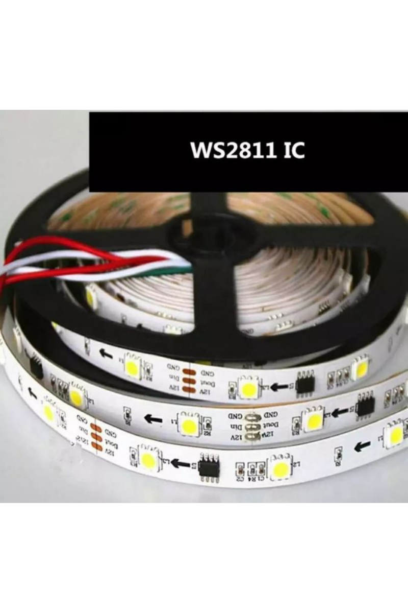 WS2811 Pixel Şerit Led 12 Volt IP20 5M Amber Sarı