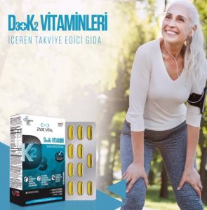 Zade Vital D₃ + K₂ Vitamini İçeren Takviye Edici Gıda 30 Yumuşak Kapsül