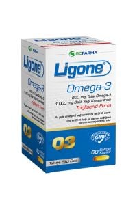 RC Farma Ligone Omega - 3 600 Mg Total Omega- 3 1000 Mg Balık Yağı Konsantresi İçeren Takviye Edici Gıda 60 Yumuşak Kapsül