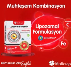 Medicago Liposamal Iron / Lipozomal Demir, Vitamin C İçeren Takviye Edici Gıda 30 DRcaps Bitkisel Kapsül