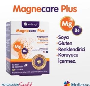 Medicago Magnecare Plus Magnezyum, B6 Vitamin İçeren Takviye Edici Gıda 60 Kapsül