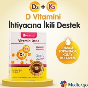 Medicago Vitamin D3 K2 İçeren Takviye Edici Gıda Damla 20 ml