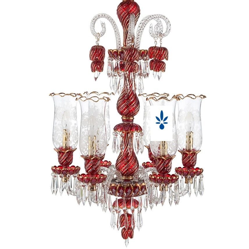 Osmanlı Tarzı Avize (Red+Gold) 8 L
