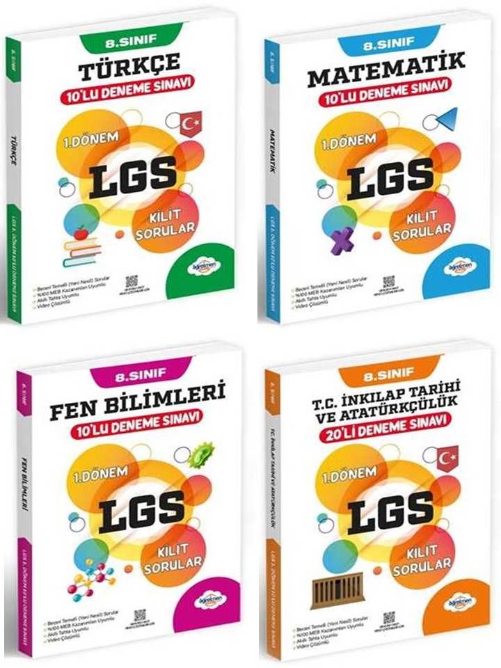 2024 LGS 8.SINIF FEN BİLİMLERİ 10'LU  + İNKILAP TARİHİ 20'Lİ  + MATEMATİK 10' LU + TÜRKÇE 10' LU 1. DÖNEM DENEME SETİ