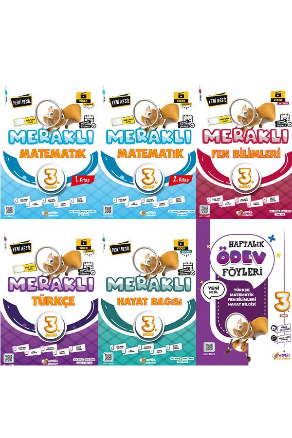 Meraklı Matematik 1. ve 2. Kitap, Türkçe, Fen Bilimleri, Sosyal Bilgiler, 6'lı Sarmal Deneme, Haftalık Ödev Föyleri