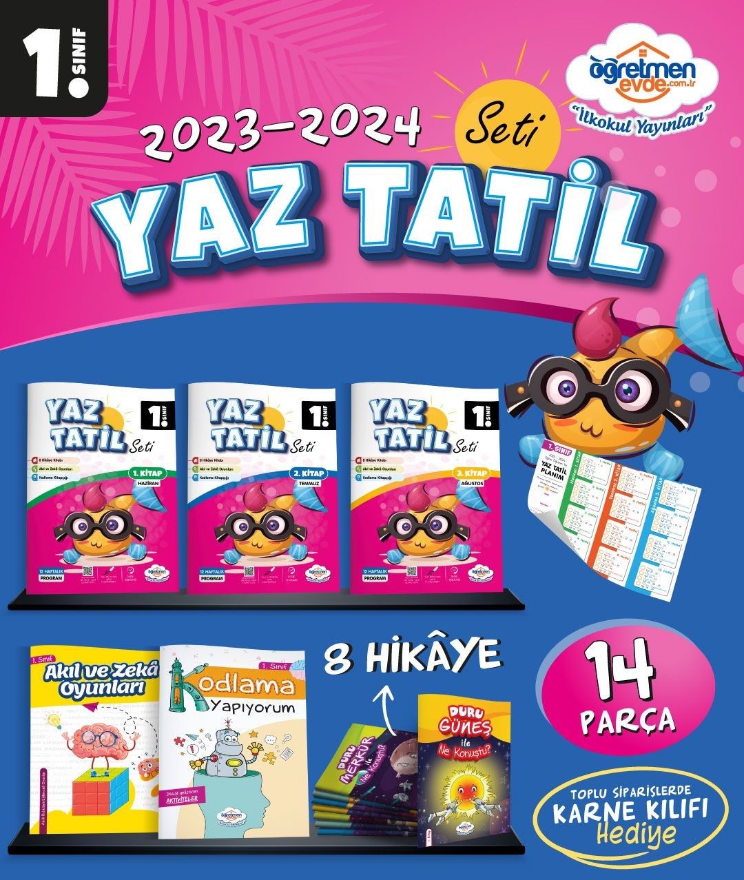 1. Sınıf Yaz Tatil Seti (2023-2024) Öğretmen Evde Yayınları