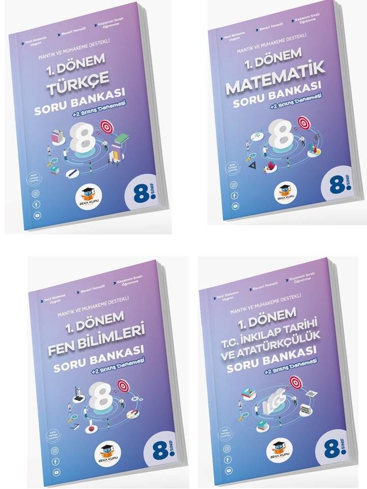1. Dönem Türkçe + Matematik + Fen Bilimleri + İnkılap Tarihi ve Atatürkçülük Deneme Seti