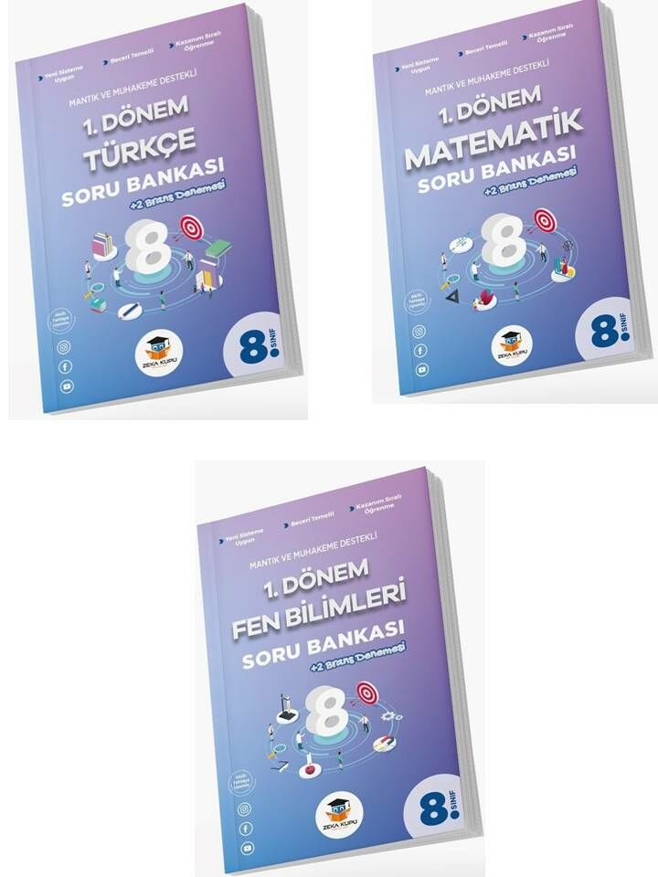 1. Dönem Türkçe + Matematik + Fen Bilimleri Deneme Seti Zeka Küpü Yayınları