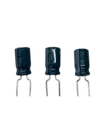 CAP EL 100µF 25V ±20% 6.41x11.51mm 85°C LS:5mm
