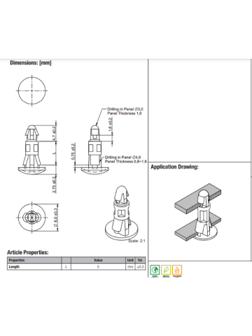 Plastik Tırnaklı Distans 5mm Würth  709440800