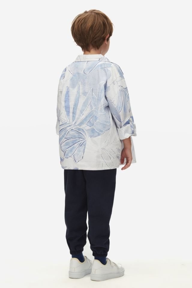 Erkek Bebek – Blue Foral Ceket Tişört ve Pantolon Takım