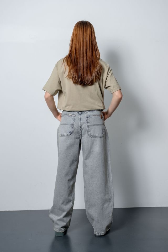Kız Çocuk Beige Oversize Tshirt Jean Pantolon Takımı