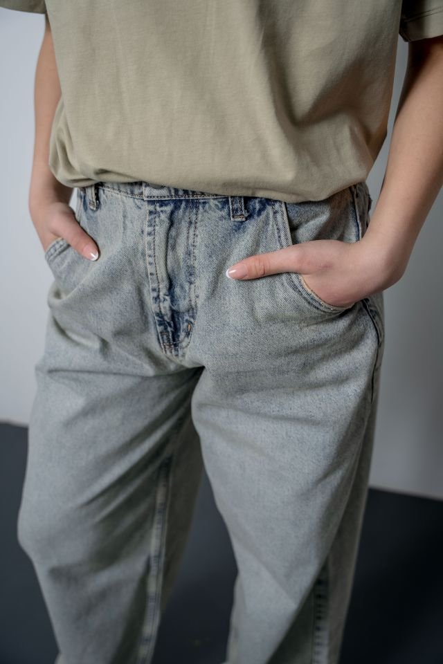 Kız Çocuk Beige Oversize Tshirt Jean Pantolon Takımı