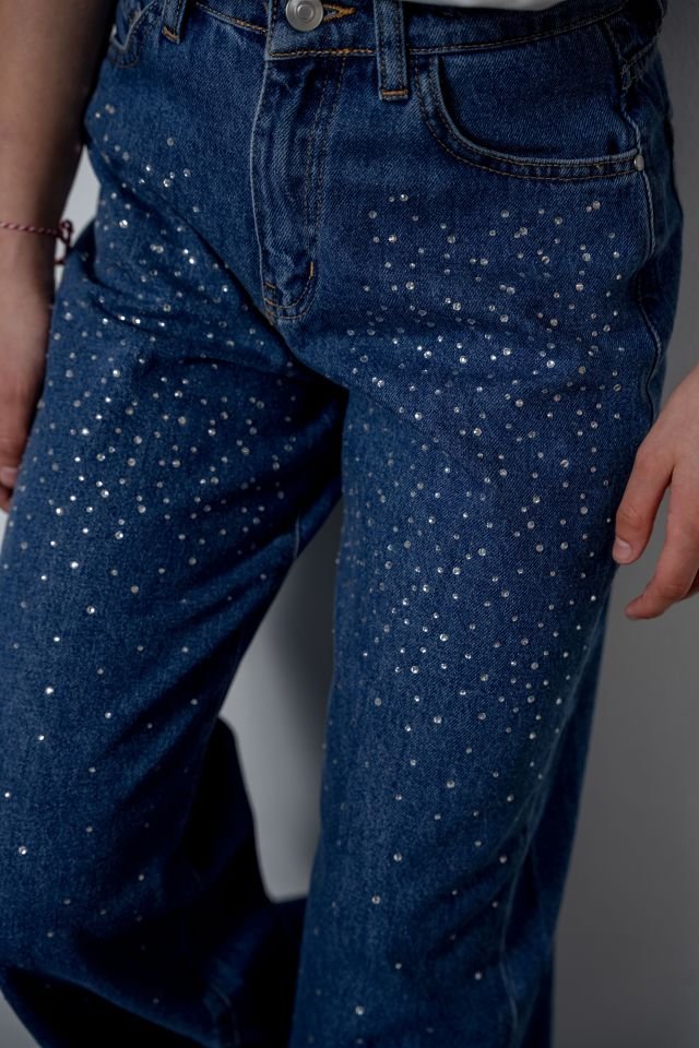 Kız Çocuk White Oversize Tshirt Denim Pantolon Takımı