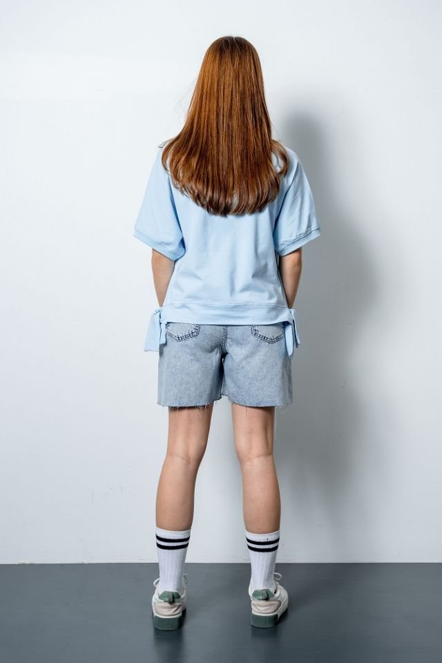 Kız Çocuk Baby Blue Oversize Tshirt Denim Şort Takımı