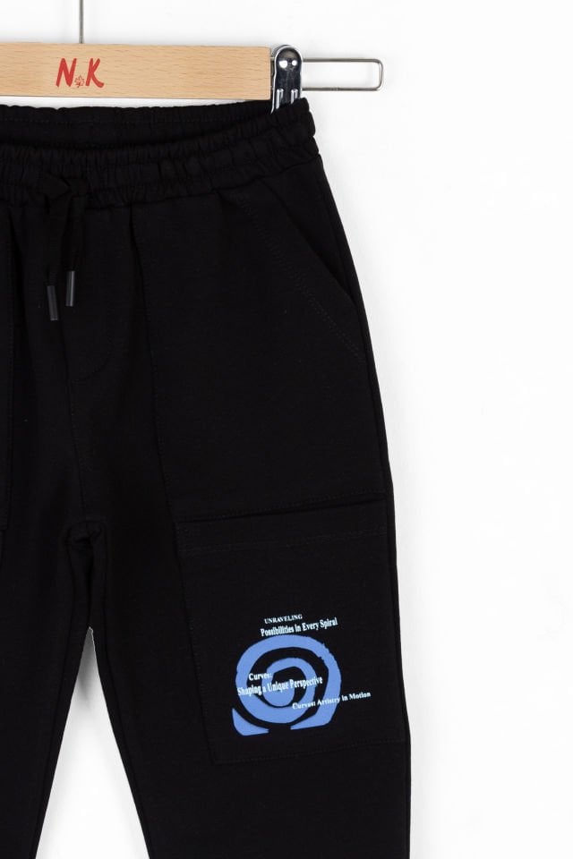 Erkek Çocuk Basic Jogger Eşofman Altı Cepli- Siyah-Mavi