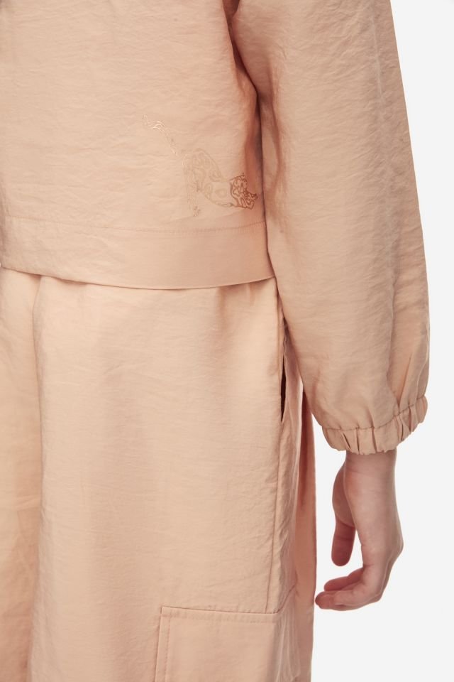Kız Çocuk Toz Pembe Ceket Crop Tişört ve Pantolon Takım
