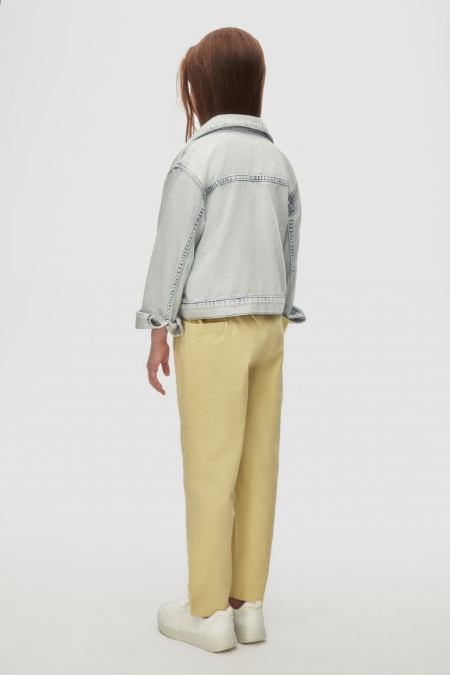 Kız Çocuk Jean Ceket Crop Tişört ve Pantolon Takım