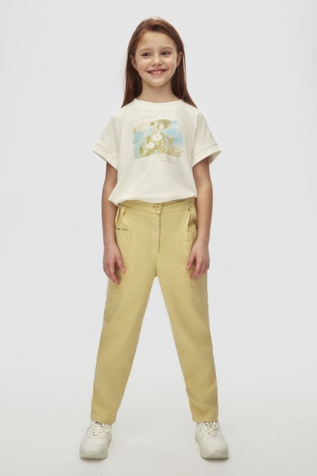 Kız Çocuk Jean Ceket Crop Tişört ve Pantolon Takım