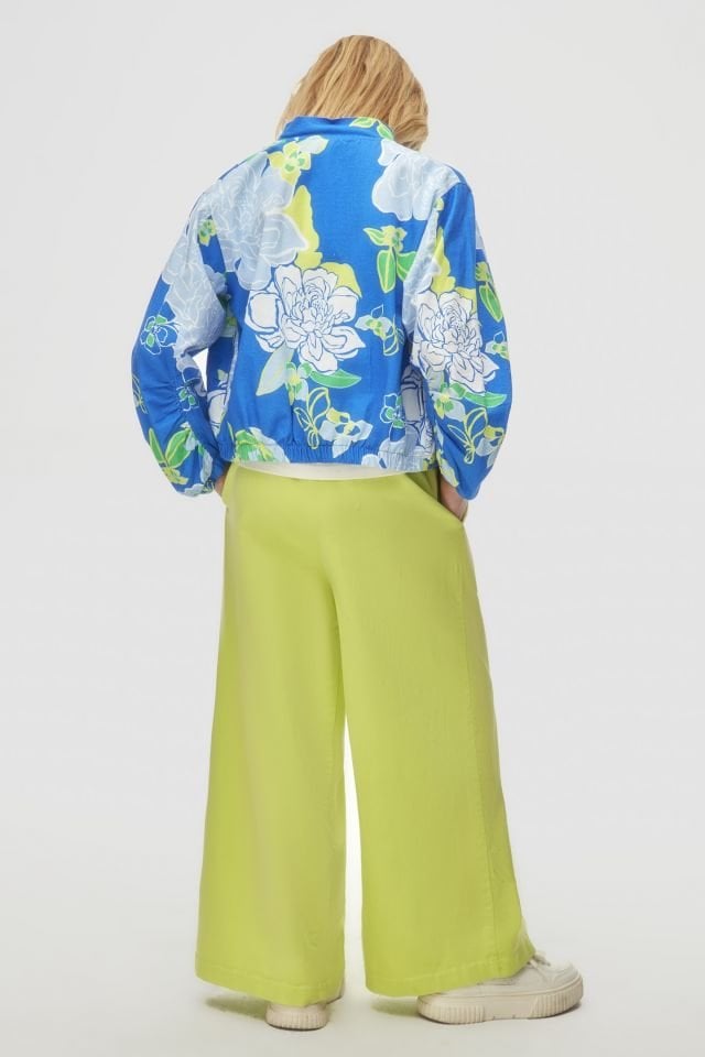 Kız Çocuk Sky Desenli Ceket Crop Tişört Pantolon Takım