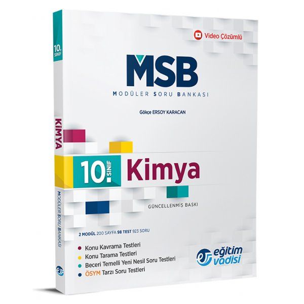 EĞİTİM VADİSİ YAYINLARI 10.SINIF KİMYA MODÜLER SORU BANKASI