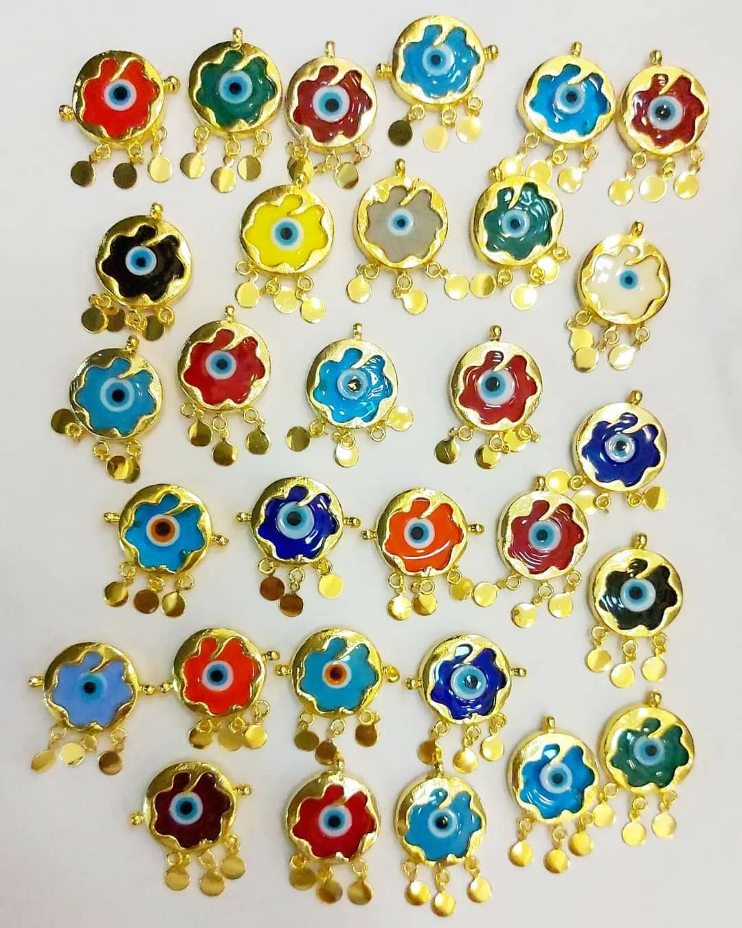 Murano Camdan Kasalı Göz Boncukları, Çift Kulplu, Bileklik İçin