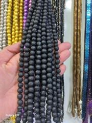 Mat Siyah Lav Taşları , 8 mm , Küre
